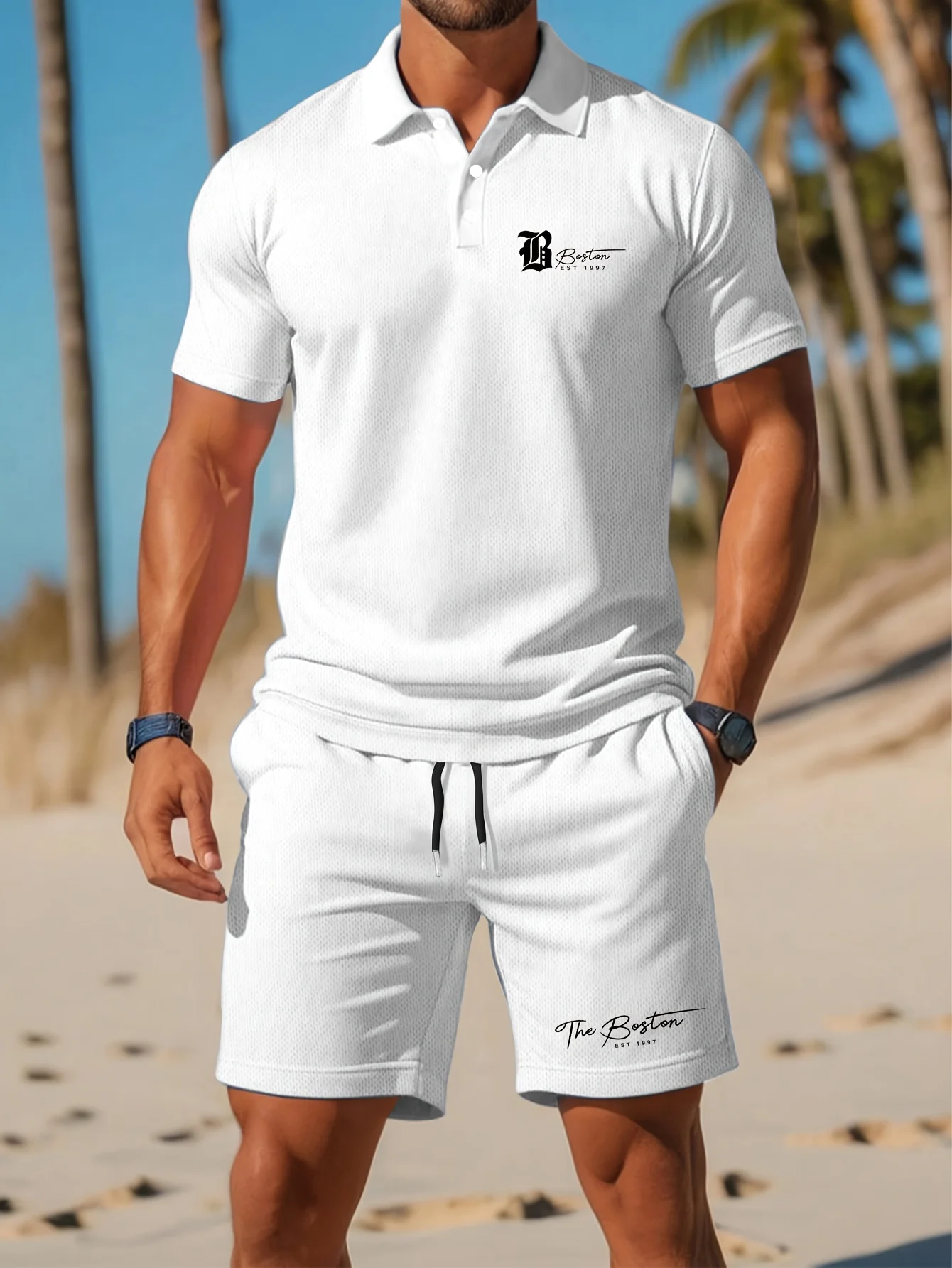 Embellish Knit - Conjunto de camisa Polo para hombre,