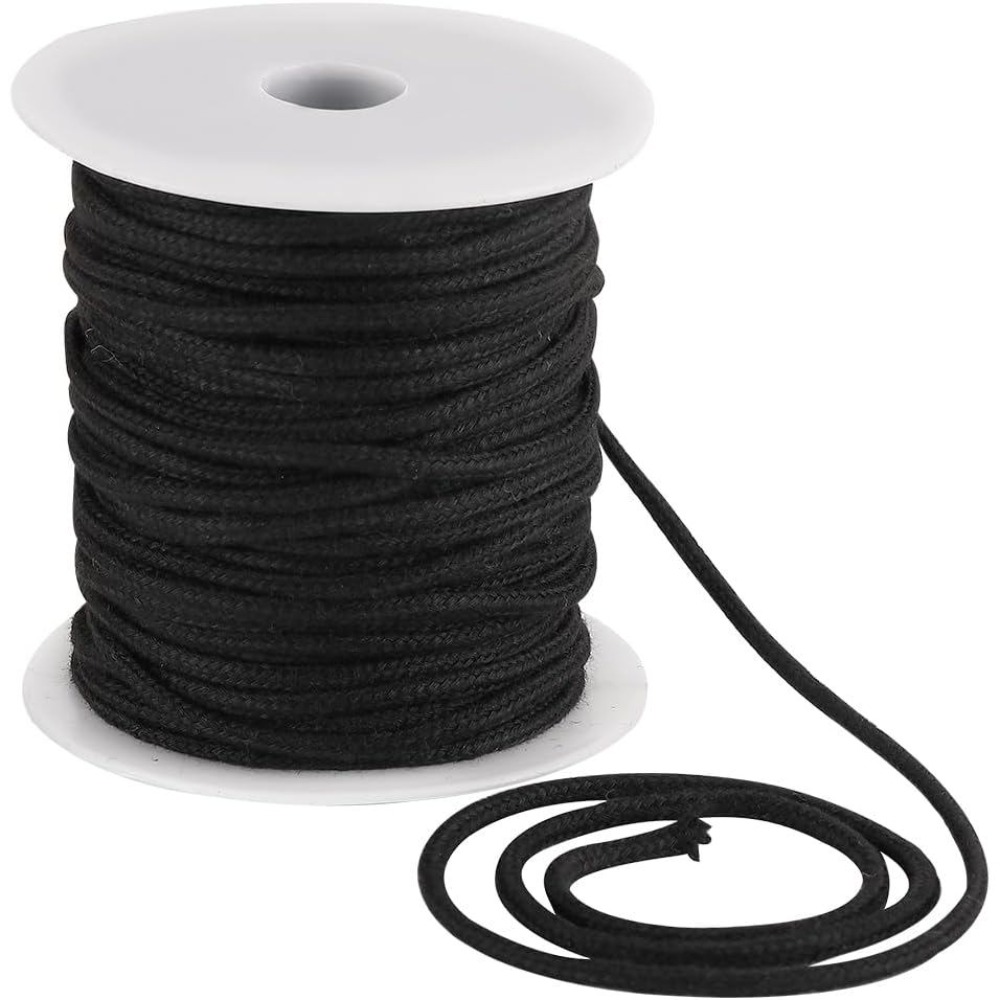Cord Trim Twisted - Cuerda de Algodón Negra de 4mm